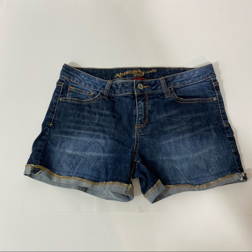 Arizona jean co. juniors medium rise dark wash denim mini shorts